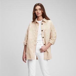 New with tags GAP Oversized Corduroy Shirt Jacket in Cobblestone